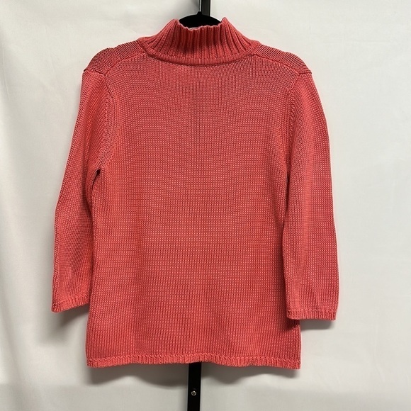 White + Warren Cotton Collared Sweater Rose Pink Medium Preppy Classic Coastal - Picture 2 of 6